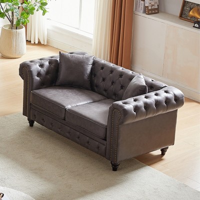 SKRAN Chesterfield Sofa with Rolled Arms 3 Seater with Button Design and for Apartment,Living Room