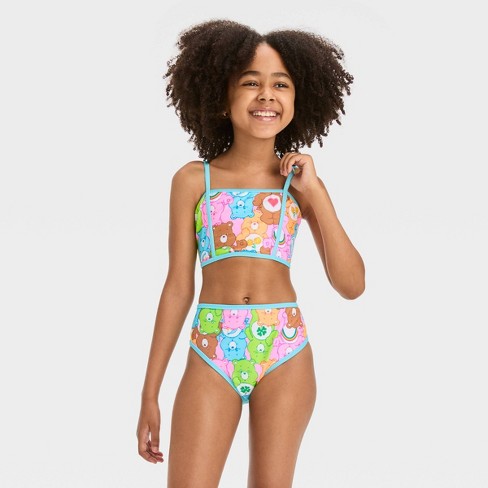 Girls' Care Bears Fictitious Character Bikini Set - Blue L