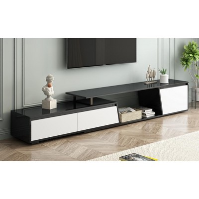 Grungis 2 Drawers TV Stand for TVs Up to 100 Inch,Console Table with 1 Cabinet for Bedroom,Living Room