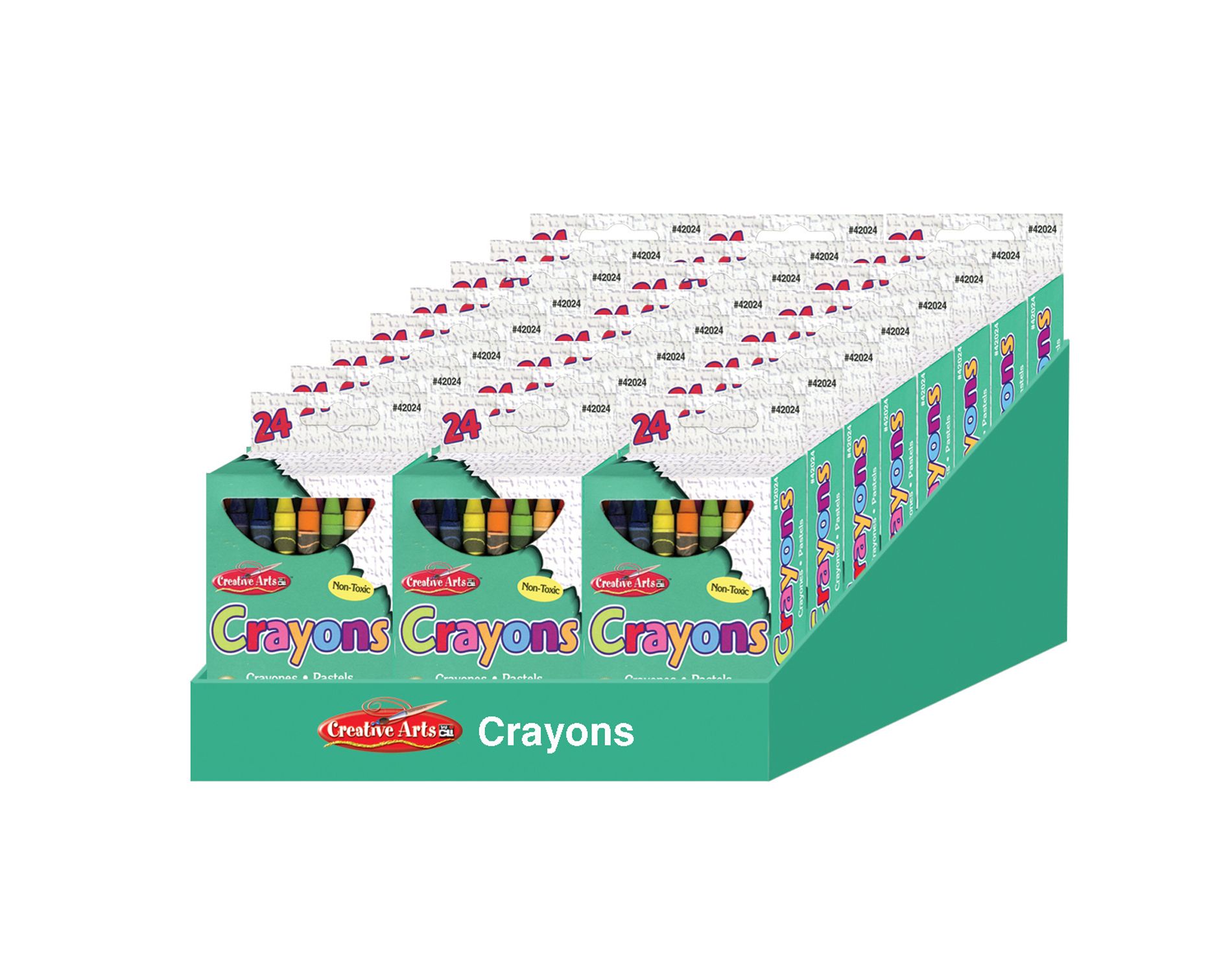 Charles Leonard Creative Arts Crayons - Assorted Colors - 24/Bx, 24 boxes with a Shelf Tray
