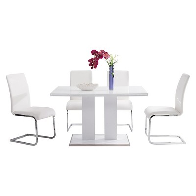 Contemporary White Faux Leather Upholstered Side Chair Set