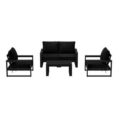 WestinTrends Montara 5-Piece Modern HDPE Outdoor Patio Furniture Sofa Conversation Set with Coffee Table