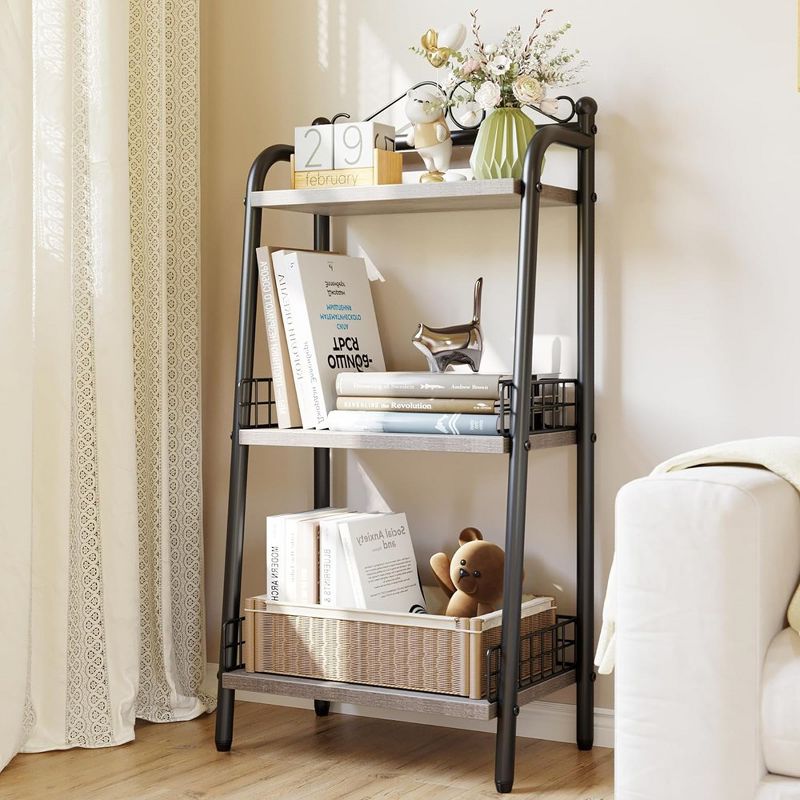 Whizmax 3 Tier Bookshelf, Metal Standing Book Shelves Display Book Rack for Living Room Bedroom Home Office, 2 of 9