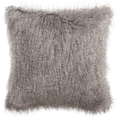 Faux Luke Peacock Pillow - Grey - 20" x 20" - Safavieh