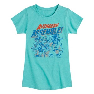 Girls' - Marvel - Avengers Assemble Group Fitted Short Sleeve Graphic T-Shirt - 1 of 4