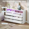 6 Drawer Double Dresser with Power Outlet, Accent Chests of Drawers with LED Light, Modern White Storage Dresser with Charging Station - 4 of 4