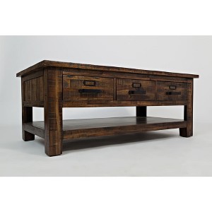 Starlight Canyon Home, 48-Inch Gray Coffee Table with Three Drawers, Acacia and MDF Construction - 1 of 4