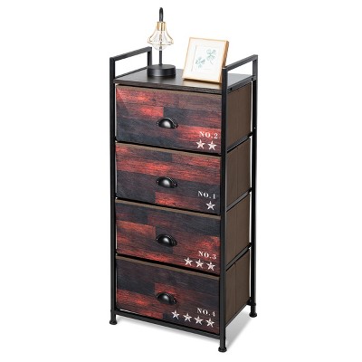 Costway 4 Drawer Fabric Dresser Storage Tower Steel Frame Closet