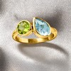 Ross-Simons 1.30 Carat Sky Blue Topaz and .60 Carat Peridot Toi Et Moi Ring in 18kt Gold Over Sterling - 4 of 4