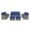 Buenhomino 7-Piece Outdoor Patio Set – 4 Single Chairs, 2 Ottomans & Sofa, All-Weather Wicker Furniture with Cushions, Beige - 3 of 4