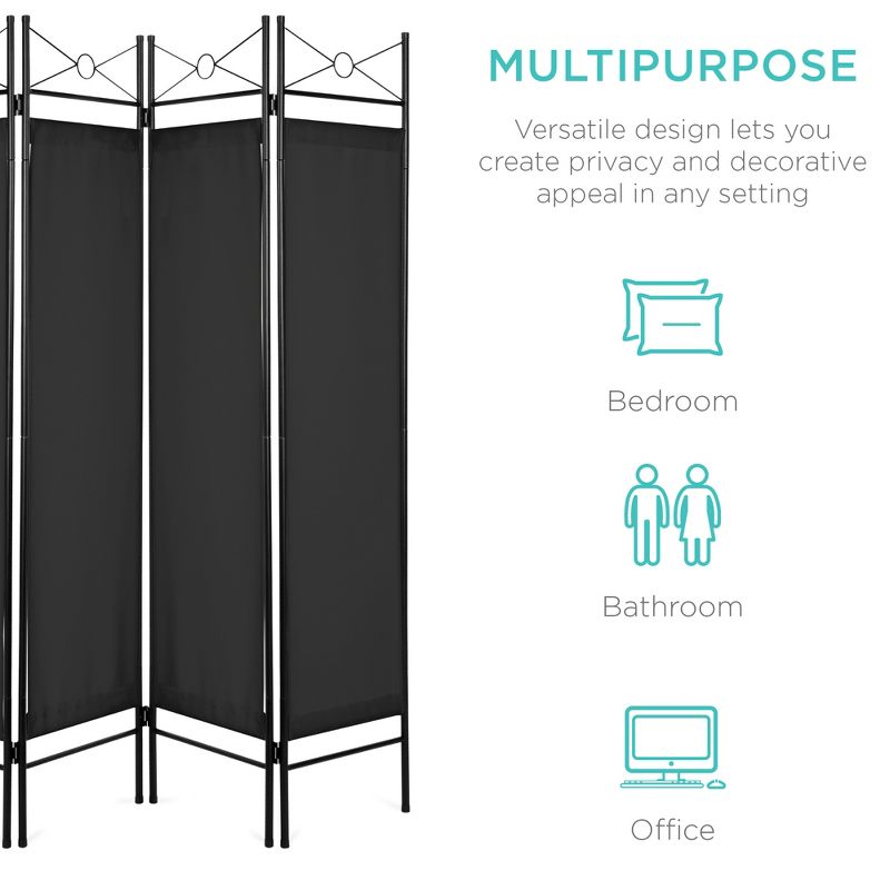 Best Choice Products 6ft 4-Panel Folding Privacy Screen Room Divider Decoration Accent w/ Steel Frame, 4 of 8
