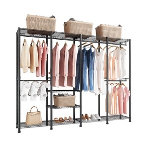 VEVOR Clothing Garment Rack,Heavy Duty Closet Wardrobe,Adjustable Tiers Clothes Racks with Steel Frame,1100lbs Load Capacity with 4 Hanging Rods,Black - 1 of 4