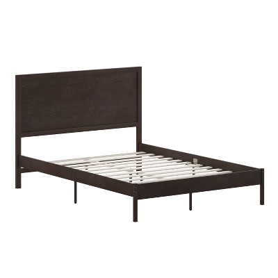 Taylor & Logan Queen Amara Wooden Platform Bed with Headboard Dark Brown: 5-Year Warranty, Wood Frame, 44.5" Height