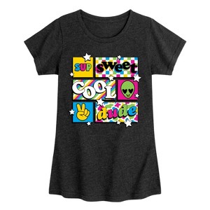 Girls' - Instant Message - Throwback Pattern Fitted Short Sleeve Graphic T-Shirt - 1 of 4