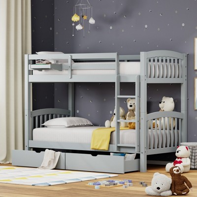 Glenwillow Home Arca Solid Wood Twin Over Twin Bunk Bed, Hanging ...