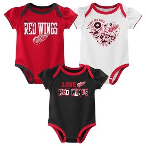 NHL Detroit Red Wings Baby Girls' 3pk Bodysuit - 1 of 4