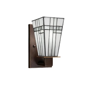 Toltec Lighting Apollo 1 - Light Sconce in  Dark Granite with 5" Square New Deco Art Glass Shade - 1 of 1