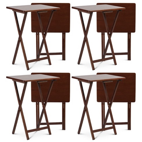 5 Piece TV Trays Folding Tables Set, TV Trays for Eating Set of 4