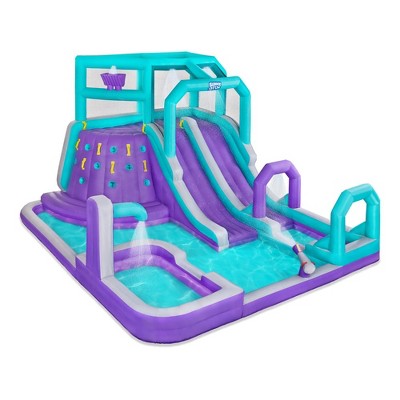 Sunny & Fun Mega Inflatable Kids Backyard Water Slide Park - Purple ...