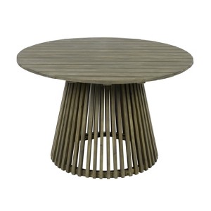 Gulches Outdoor Acacia Wood Patio Dining Table, 47.25" Extra-Large Round, Grey Finish, for Backyard/Lawn/Balcony - 1 of 4