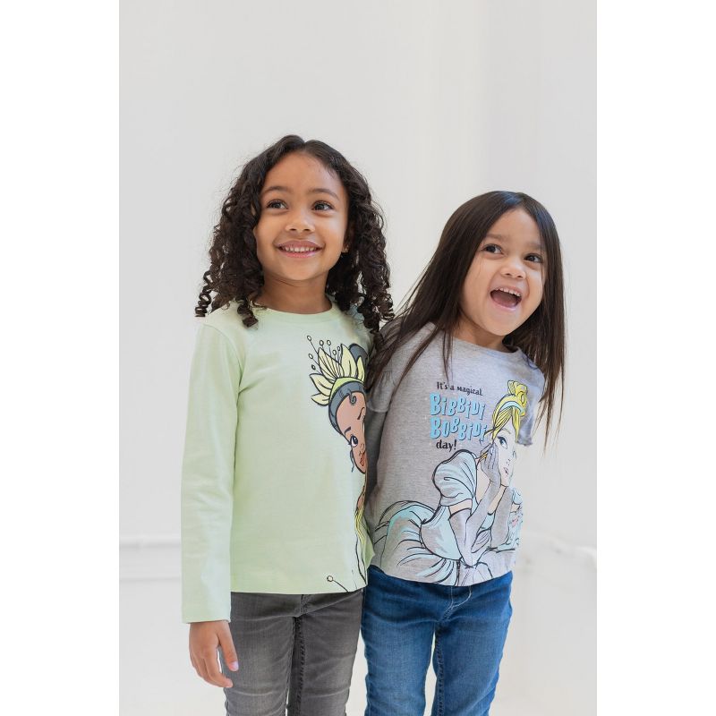 Disney Princess Ariel Cinderella Tiana Belle Jasmine Moana 3 Pack T-Shirts Toddler to Big Kid, 3 of 10