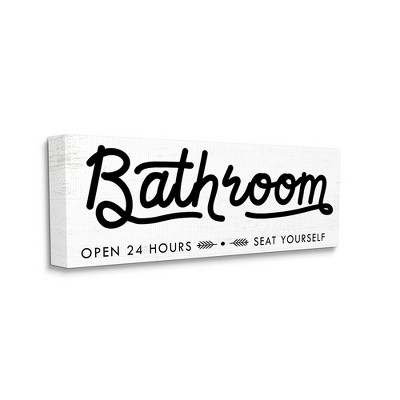 Stupell Industries Seat Yourself Bathroom Sign Minimal Black White