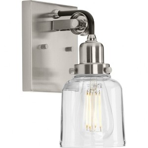 Progress Lighting Rushton 1-Light Wall Sconce, Brushed Nickel, Clear Glass Shade - 1 of 4