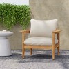 Modern Outdoor Patio Club Lounge Chair with Beige Cushions,Acacia Wood Garden Lounge Chair, Wide Armrests Wooden Outdoor Lounge Chair-Koiai - 2 of 4