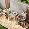 21.65 in. D x 19.7 in. W x 39.2 in. H Freestanding Laundry/Utility Sink Silver Kitchen Sink with Faucet - 4 of 4