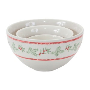 Melrose Stoneware Mistletoe Bowl (Set of 3) - 1 of 4