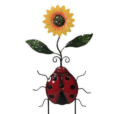 Home & Garden 23.0" Lady Bug W/Sunflower Stake Yard Decor Metal Direct Designs International  -  Decorative Garden Stakes