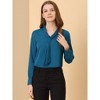INSPIRE CHIC Women's Long Sleeve Pleated Tie Neck Office Blouses - 3 of 4