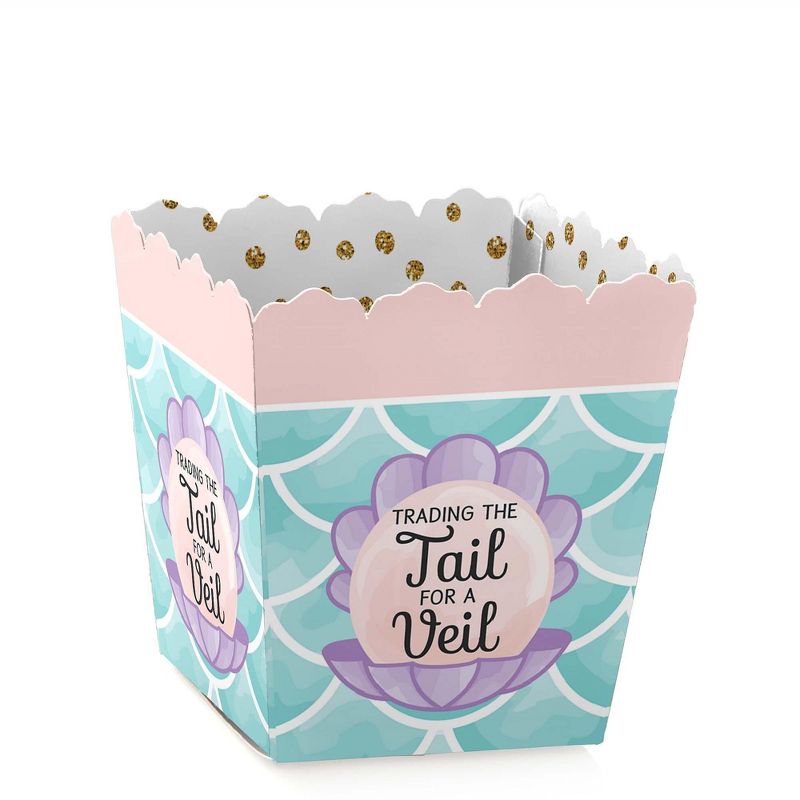 Big Dot of Happiness Trading The Tail for A Veil - Party Mini Favor Boxes - Mermaid Bachelorette Party or Bridal Shower Treat Candy Boxes - Set of 12, 1 of 6