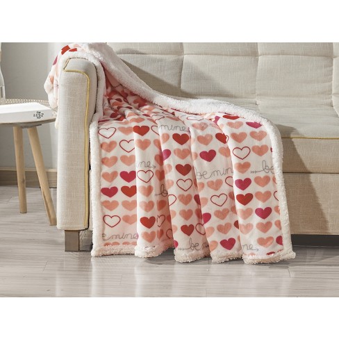 Sheradian Valentines Day Ultra Warm and Comfy Faux Shearling Lined Reversible Throw Blanket 50"x 60" - image 1 of 4