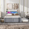 NicBex Queen Platform Bed Modern Wooden Bed Frame with Trundle, Storage Headboard, 2 Drawers and LED Lights for Bedroom, No Box Spring Required - 2 of 4