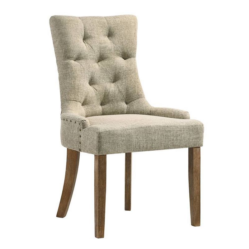 22&#34; Yotam Accent Chair Beige Fabric/Salvaged Oak Finish - Acme Furniture, 6 of 7
