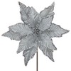 Northlight 25" Glittered Silver Poinsettia Christmas Stem Spray - 3 of 4