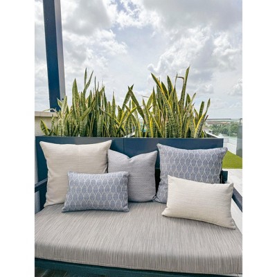 Indigo and White Floral Pattern Indoor Outdoor Pillow 25"