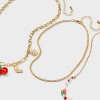 Girls' 3pk Strawberry and Cherry Bow Charms Necklace - art class™: Acrylic Zinc Chain Set - 3 of 3
