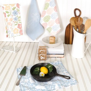 John Ritzenthaler Co. 100% Cotton Kitchen Towels, Easter Bunny Floral – Absorbent Dish Towels for Drying & Cleaning – Soft & Durable (Set of 4) - 1 of 4