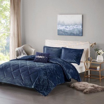 Sapphtopaz Bedding Comforter Set Velvet Solid Color Diamond Quilting Reversible Quilt Set with Throw Pillow