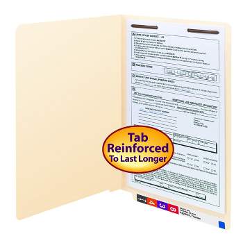 Smead End Tab Fastener File Folder, Shelf-Master  Reinforced Straight-Cut Tab, 1 Fastener, Legal Size, Manila, 50 per Box (37110)