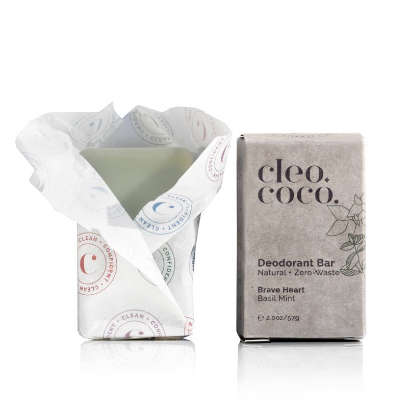 cleo+coco. Plastic Free Natural Deodorant Bar For Men and Women &#8211; Aluminum Free - Basil Mint - 2oz, 3 of 11