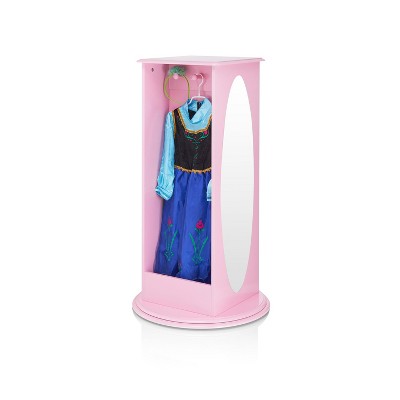 Guidecraft Rotating Dress Up Storage Center: Plywood Armoire, Bedroom Costume Rack and Kids' Clothes Organizer with Mirrors