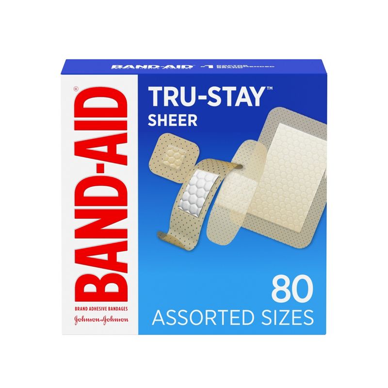 Band-Aid Brand Tru-Stay Sheer Strips Adhesive Bandages Assorted Sizes - 80 ct, 1 of 9