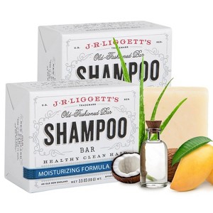 J·R·LIGGETT'S All-Natural Shampoo Bar, Moisturizing, Sulfate-Free, Nourishes Hair & Scalp, Antioxidant-Rich, 2 Pack, 3.5 oz Bars (Total 7 oz) - 1 of 4