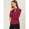 INSPIRE CHIC Women's Office Keyhole Elegant Stand Collar Long Sleeve Back Neck Button Blouse - 3 of 4