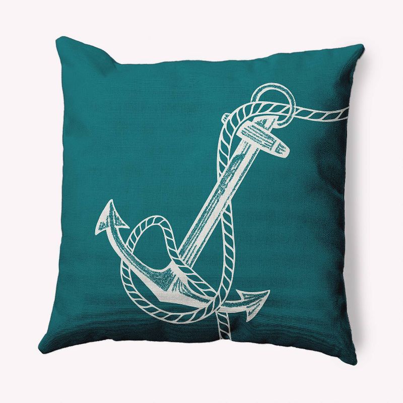 16&#34;x16&#34; Anchored Print Square Throw Pillow Ocean Teal - e by design, 1 of 6