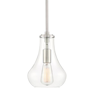 Possini Euro Design Brushed Nickel Mini Pendant Light 8 1/2" Wide Modern Industrial Clear Glass Fixture Kitchen Island Dining Room