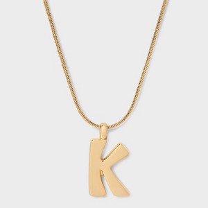 Round Snake Chain "K" Initial Necklace- A New Day™ Gold - 1 of 4